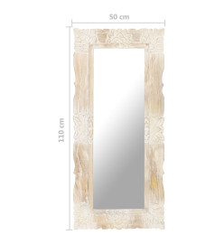 Miroir Blanc 110x50 cm Bois de manguier massif