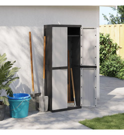Armoire de rangement d'extérieur gris et noir 65x37x165 cm PP