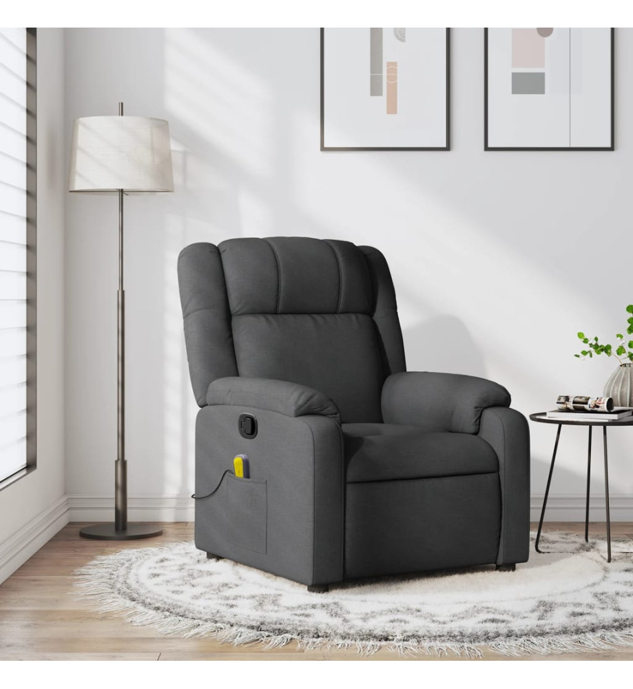 Fauteuil de massage inclinable Gris foncé Tissu