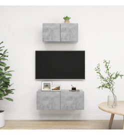 Ensemble de meuble TV 2 pcs Gris béton Aggloméré