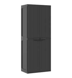 Armoire de rangement d'extérieur noir 65x37x165 cm PP