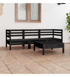 Salon de jardin 4 pcs Noir Bois de pin massif