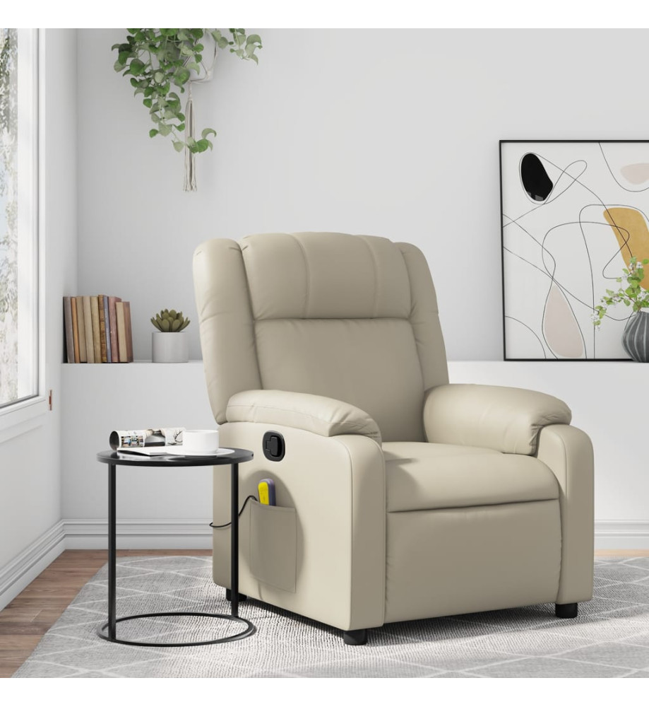 Fauteuil inclinable de massage Crème Similicuir