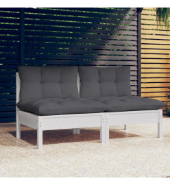 Canapé 2 places de jardin avec coussins anthracite Bois de pin
