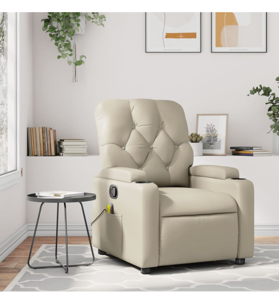 Fauteuil inclinable de massage Crème Similicuir