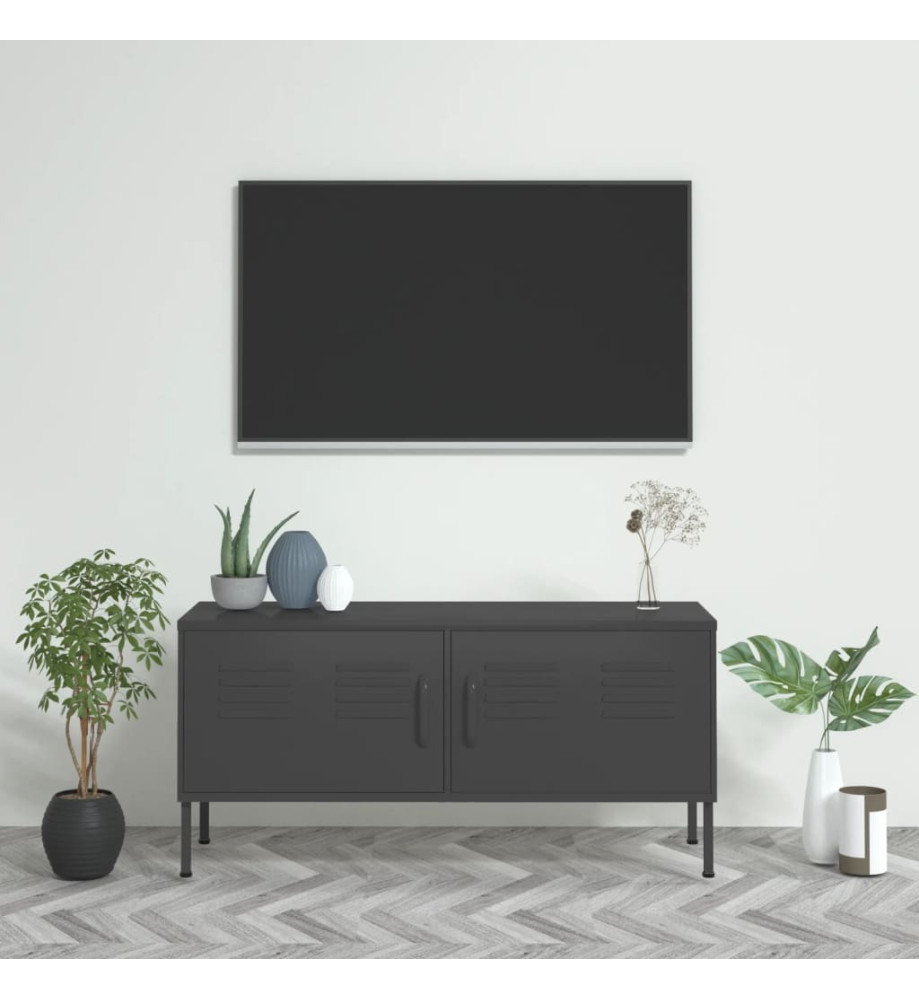 Meuble TV Anthracite 105x35x50 cm Acier