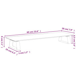 Support de moniteur blanc 60x20x8 cm verre trempé et métal