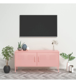 Meuble TV Rose 105x35x50 cm Acier