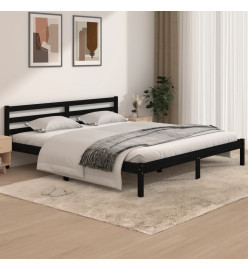 Cadre de lit Bois de pin massif 180x200 cm Noir Super King