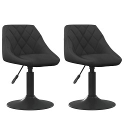 Chaises pivotantes de salle à manger 2 pcs Noir Velours