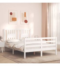 Cadre de lit avec tête de lit blanc 140x200 cm bois massif