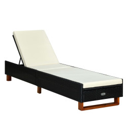 Transat avec coussin Résine tressée Noir