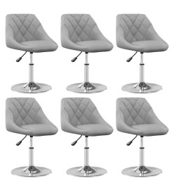 Chaises pivotantes à manger lot de 6 Gris clair Velours