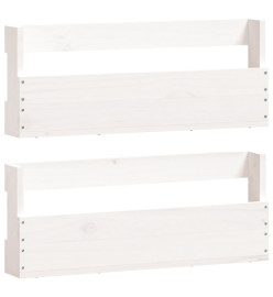 Étagères à chaussures murales 2 pcs Blanc 59x9x23 cm Pin massif