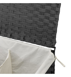 Panier à linge avec 2 sections gris 53x35x57 cm résine tressée