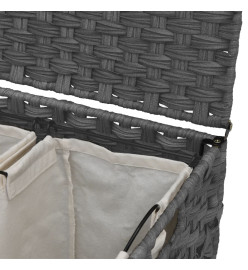 Panier à linge avec roulettes gris 66x35x60 cm résine tressée