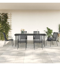 Ensemble à manger de jardin 7 pcs noir textilène et acier