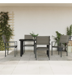 Ensemble à manger de jardin 5 pcs noir textilène et acier