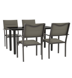 Ensemble à manger de jardin 5 pcs noir textilène et acier