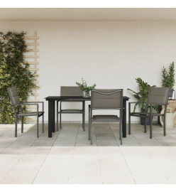 Ensemble à manger de jardin 5 pcs noir textilène et acier