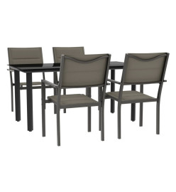 Ensemble à manger de jardin 5 pcs noir textilène et acier