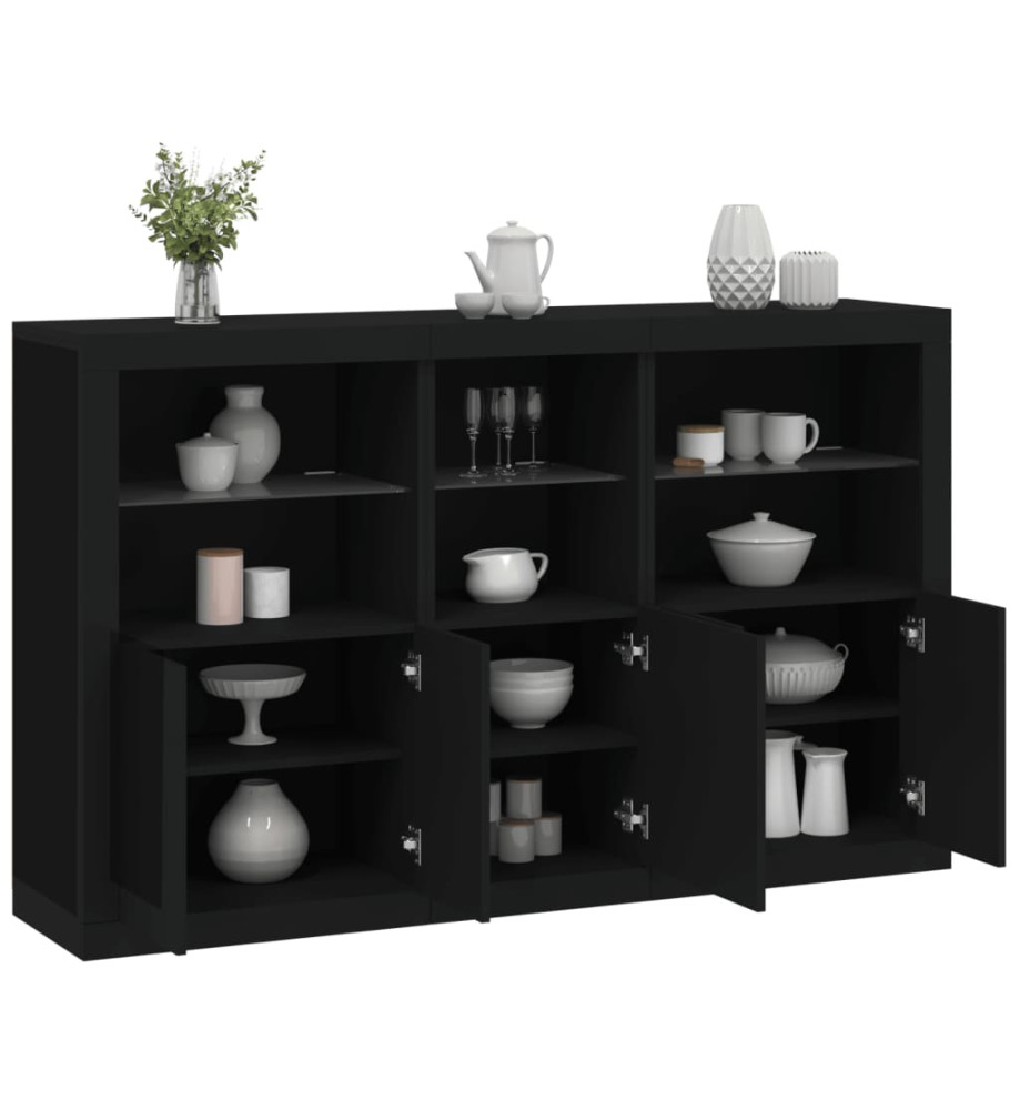 Buffet avec lumières LED noir 162x37x100 cm Buffet avec lumières LED noir 162x37x100 cm