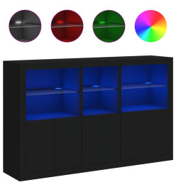 Buffet avec lumières LED noir 162x37x100 cm