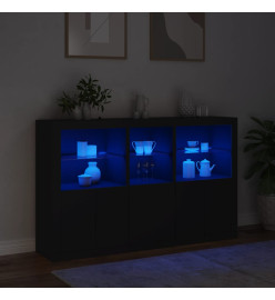 Buffet avec lumières LED noir 162x37x100 cm