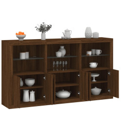 Buffet avec lumières LED chêne marron 181,5x37x100 cm