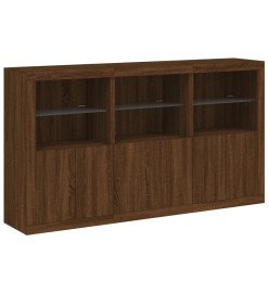 Buffet avec lumières LED chêne marron 181,5x37x100 cm