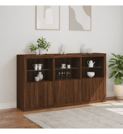Buffet avec lumières LED chêne marron 181,5x37x100 cm