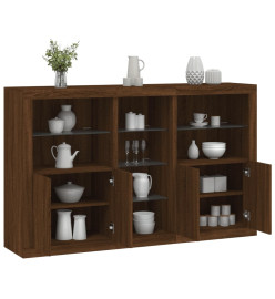 Buffet avec lumières LED chêne marron 162x37x100 cm