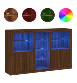 Buffet avec lumières LED chêne marron 162x37x100 cm