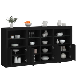 Buffet avec lumières LED noir 202x37x100 cm