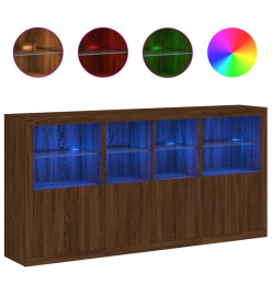 Buffet avec lumières LED chêne marron 202x37x100 cm