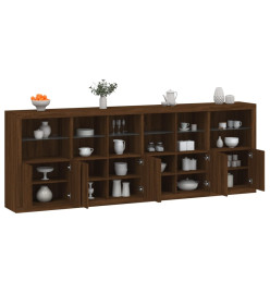 Buffet avec lumières LED chêne marron 283x37x100 cm