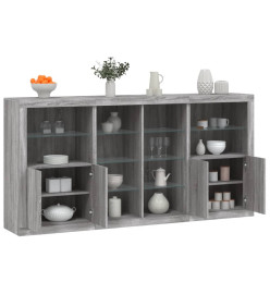 Buffet avec lumières LED sonoma gris 202x37x100 cm