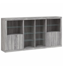 Buffet avec lumières LED sonoma gris 202x37x100 cm