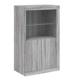 Buffet avec lumières LED sonoma gris 202x37x100 cm