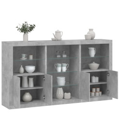 Buffet avec lumières LED gris béton 181,5x37x100 cm