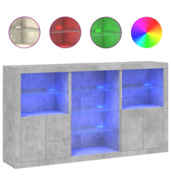 Buffet avec lumières LED gris béton 181,5x37x100 cm