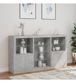 Buffet avec lumières LED gris béton 181,5x37x100 cm