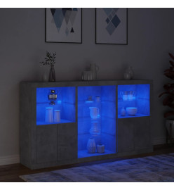 Buffet avec lumières LED gris béton 181,5x37x100 cm