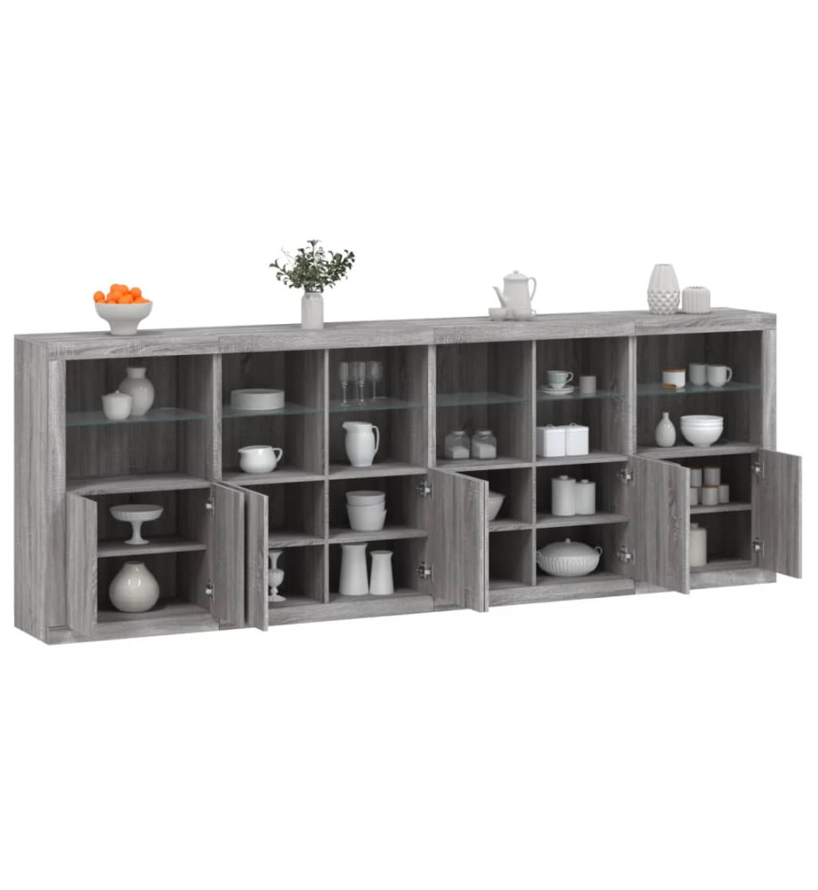 Buffet avec lumières LED sonoma gris 283x37x100 cm Buffet avec lumières LED sonoma gris 283x37x100 cm