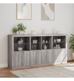 Buffet avec lumières LED sonoma gris 202x37x100 cm