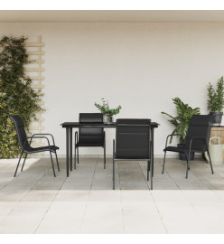 Ensemble à manger de jardin 5 pcs noir textilène et acier