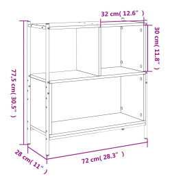 Bibliothèque noir 72x28x77,5 cm bois d'ingénierie