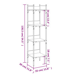 Bibliothèque à 4 niveaux chêne 35x30x138,5 cm bois d'ingénierie