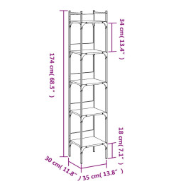 Bibliothèque 5 niveaux chêne brun 35x30x174 cm bois ingénierie