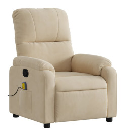 Fauteuil inclinable de massage crème tissu microfibre